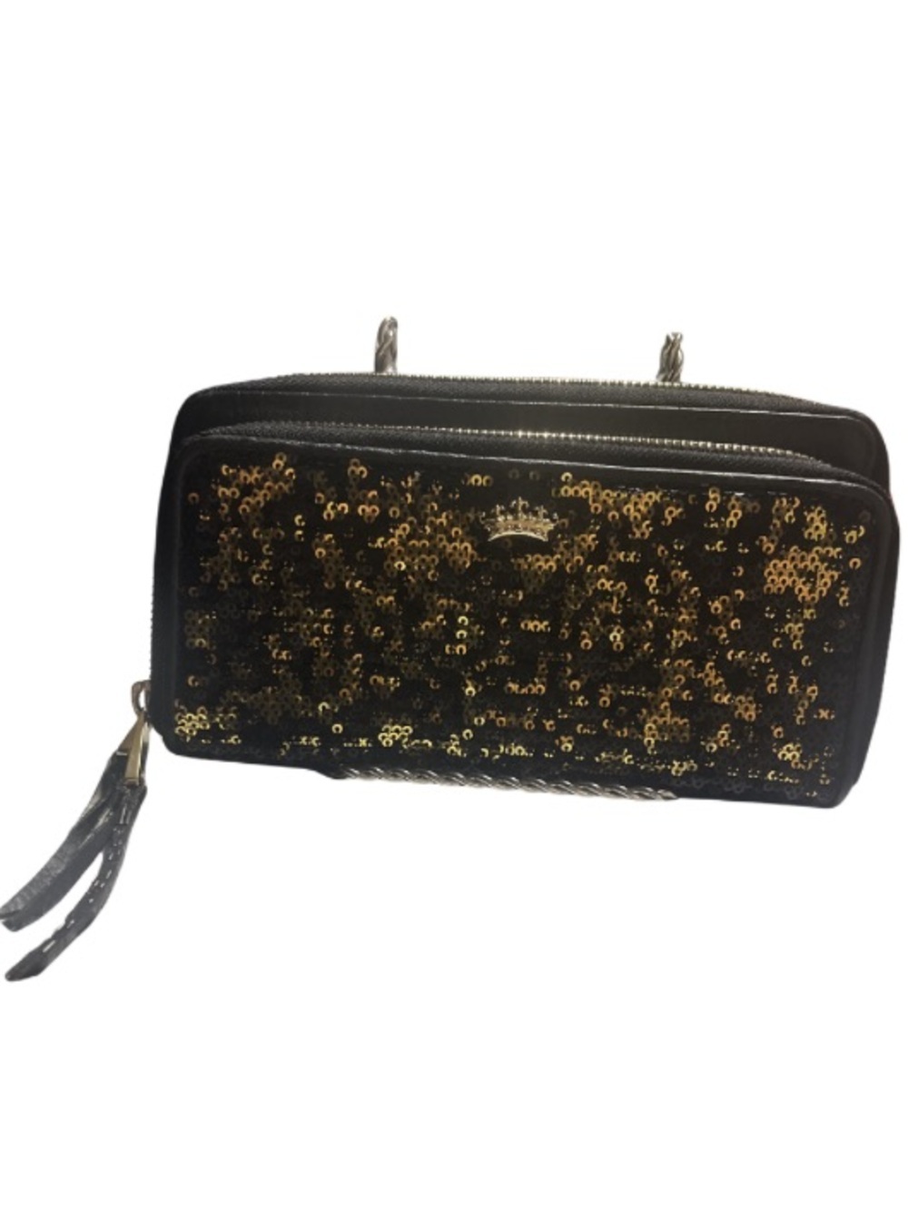 Y2K Juicy Couture Vintage Black & Gold
Sequin Double Zip Wristlet Wallet